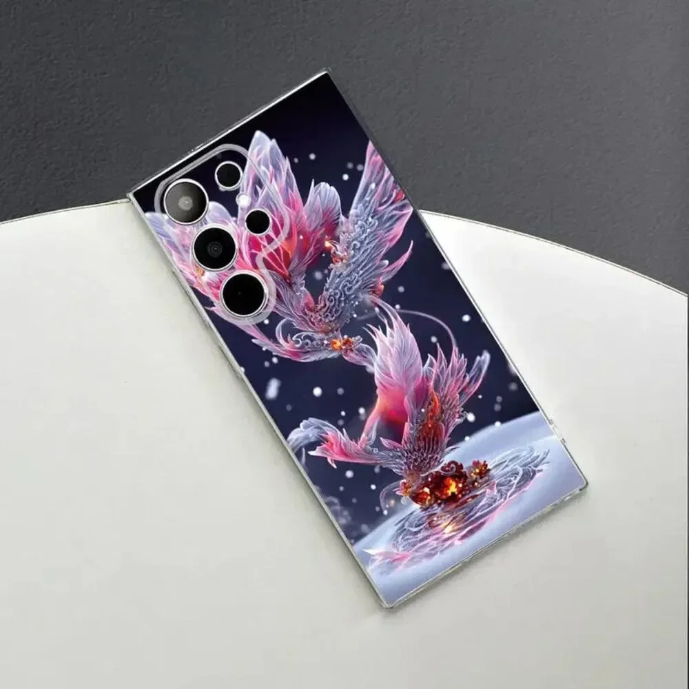 Purple Fantasy Phoenix Pattern Protective Phone Case Non-slip Galaxy A14 5G NEW